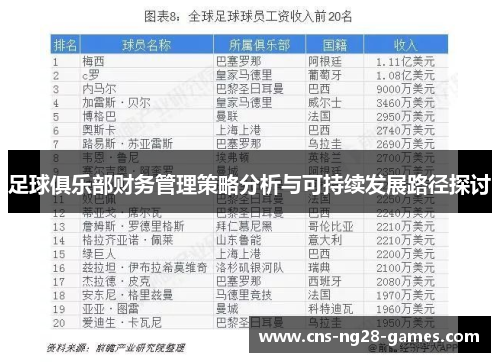 足球俱乐部财务管理策略分析与可持续发展路径探讨